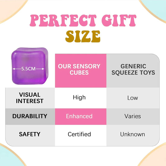 A Set of 4 Compression Squeezing , Soft Stress-Relieving Toys, Four-Color Textured Toys that Help Relieve Anxiety, and a Portable Cubic Squeezing Toy that Helps Concentrate and Relax the Body.
