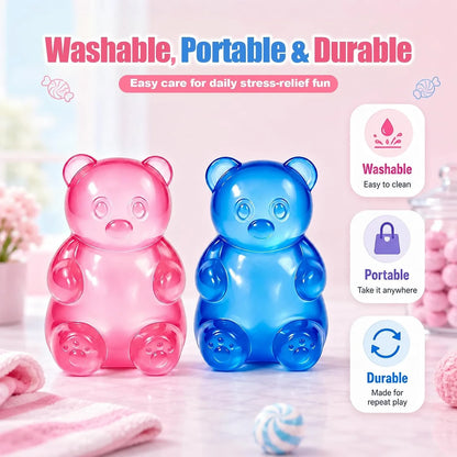 Gummy Bear Squishy，Stress Bear Taba Squishy Toys，Bear Toy Taba Squishy Toys for Adults Stress Relief Squeeze Balls，Sensory Fidget Toys，Valentines Day Gifts Birthday Gifts Party (Pink)