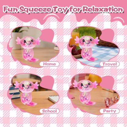 Axolotl Squishy Toy for Kids Ages 3+ & Adults, Slow Rising Sensory Fidget Toy, Cute Squeeze Toy for Party Favors, Classroom Rewards & Gifts(Pink)