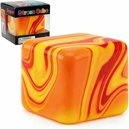 Swirl Stress Cube Squishy Toys, Slow Rebound Squishy Fidget Toy for Adults, Unique Swirling Color Mixing, Slow Rising Sensory Toys for Anxiety Stress Relief (Orange)