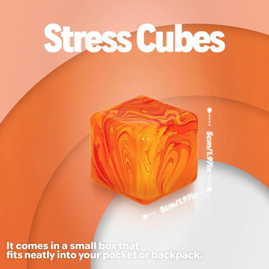 Jiezipaeasy Ice Cube Stress Ball 5cm(1.98", Marble Veined Squishy Fidget Toy for Adults & Kids, Soft Slow Rebound Sensory Toy for Stress & Anxiety Relief, Stretchy Non-Sticky Desk Toy (Orange)