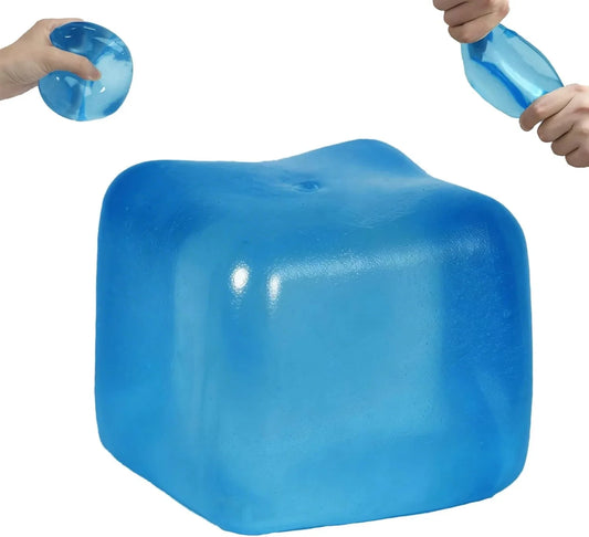 Extra Large Ice Cube Squishy Toy, 7cm (2.75in) Slow Rising Sensory Squeeze Toy for Adults & Kids Ages 3+, Soft TPR Fidget Toy, Durable & Tear-Resistant(Blue)