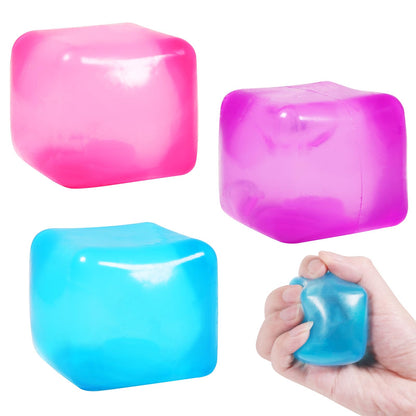 Schylling NeeDoh Nice Cube -Sensory Squeeze Toy with Super Solid Squish - 2.25" Cube - Pink