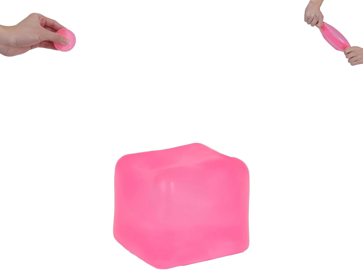 Ice Cube Squishy Toy 3.5cm (1.38") – Gel-Filled Slow Rising Squeeze Cube for Kids Ages 3+ & Adults, Mini Sensory Desk Toy for Classroom Rewards, Party Favors & Everyday Play (Pink) - US 3627