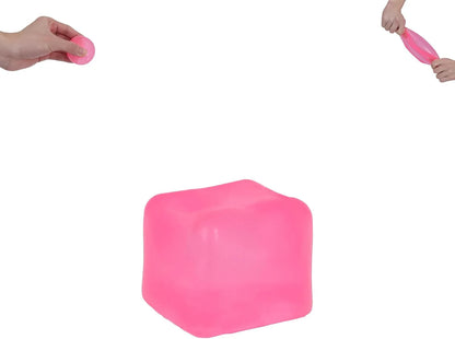 Ice Cube Squishy Toy 3.5cm (1.38") – Gel-Filled Slow Rising Squeeze Cube for Kids Ages 3+ & Adults, Mini Sensory Desk Toy for Classroom Rewards, Party Favors & Everyday Play (Pink) - US 3627