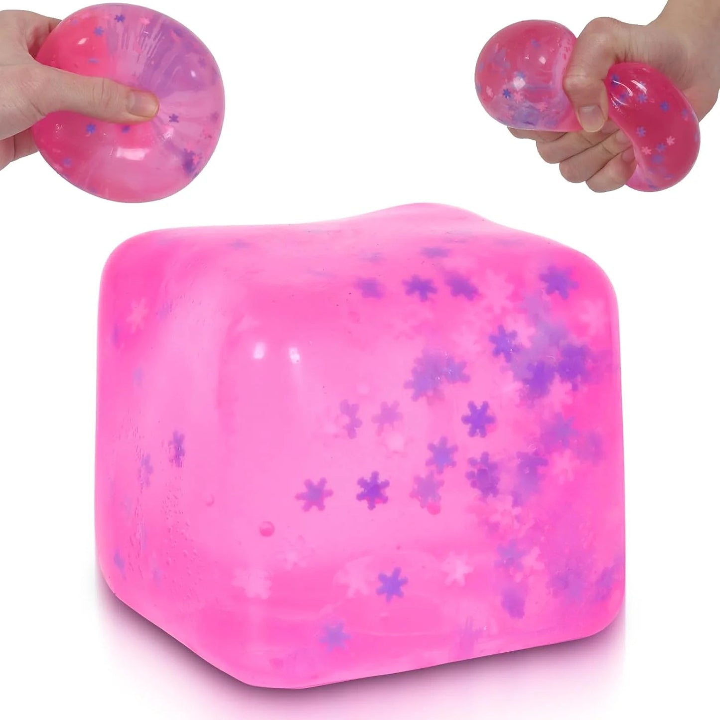 Snowflake Ice Cube Squishy Toy, Big Size 7cm Stress Relief Fidget Toys for Adults, Sensory Squishy Toys for Anxiety Relief and Focus, Soft Slow Rise Squeeze Toy for Stress (Pink) - US 1294