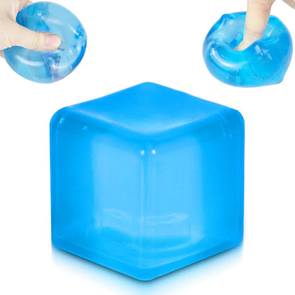 Ice Cube Squishy Stress Ball,1.98"*1.98" Medium Squishy Cube Fidget Toy, Ice Cube Pieces Silent Nice Square Shape Anxiety Sensory Squishy Fidget Toy Slow Rise, Classroom Prizes, Calming(Blue) - US 9106