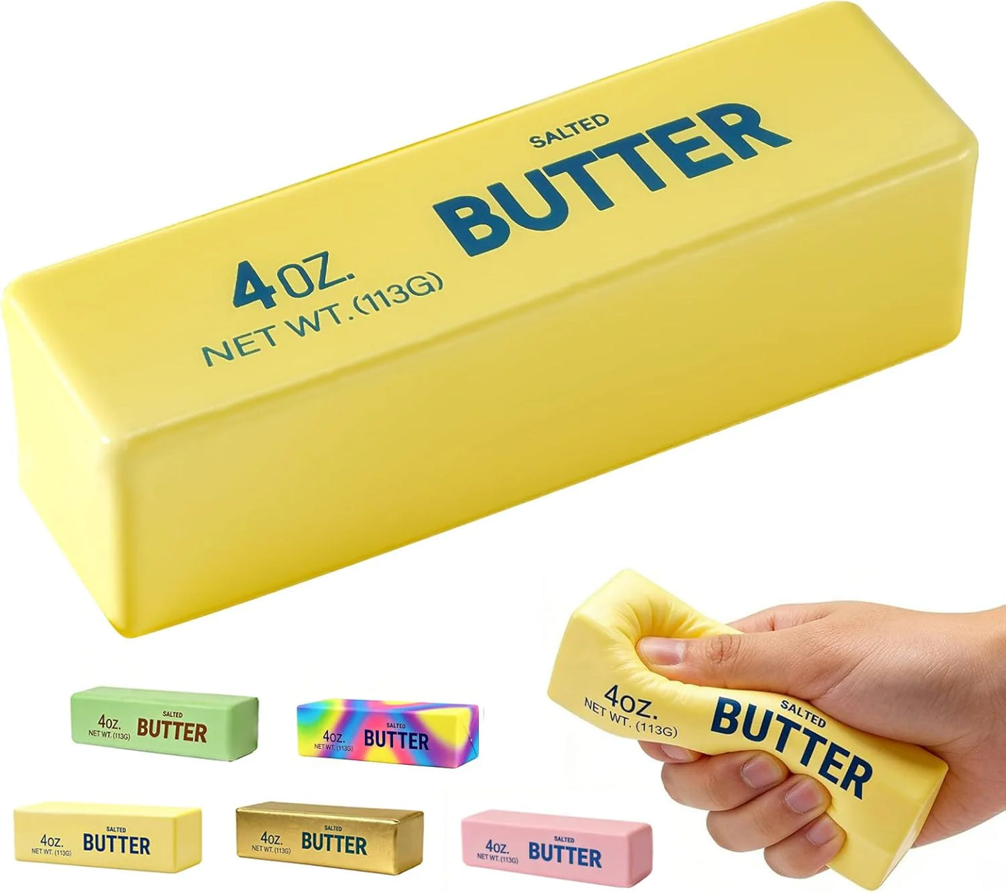 Butter Squishy, Soft Scented Fidget Squishy, Butter Squishy Toy, Cream Scented Butter Squeeze Toy，Slow Rising Butter Stick Stress Relief Toy for Relaxation,Office Desk Decor (Yellow) - US 4938