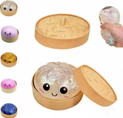 Dumpling Squishies,Glitter Dumpling, Glitter Squishy with Box,Easter Basket Stuffers (White) - US 4196