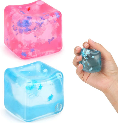 Gretex Fidget Toy for All Ages: 2 Pack Soft Sensory Fidget Ice Cube Stress Ball Squishy Cube Stress Relief Toys for Kids, Teens and Adults Party Favors, Birthday Gift for Kids Age 3+ - US 7841