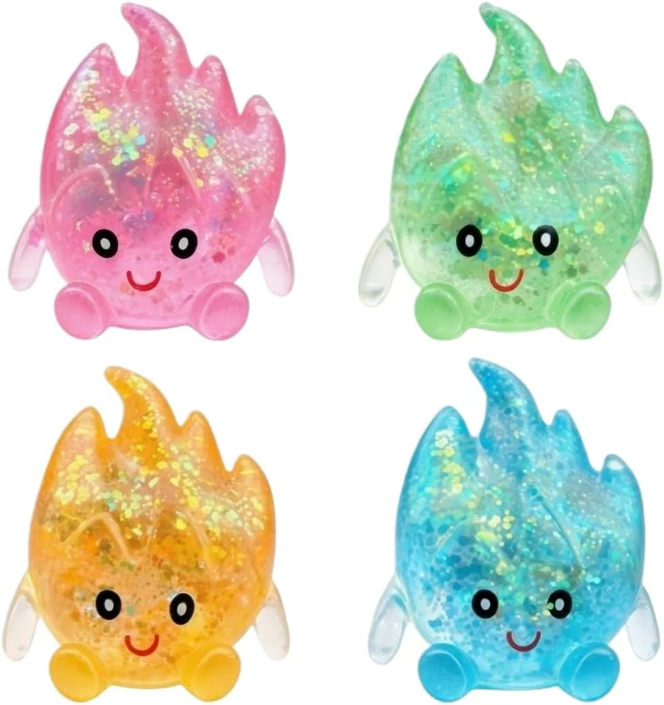 TREBIN Squid Water Drop Squishy Stress Ball, Slow Rising Malt Sugar Fidget Toy, High Resilience Sensory Toy for ADHD Autism, Sparkly Jellyfish Design Droplet Squeeze Toy for Focus (Random Flame Shape) - US 4175