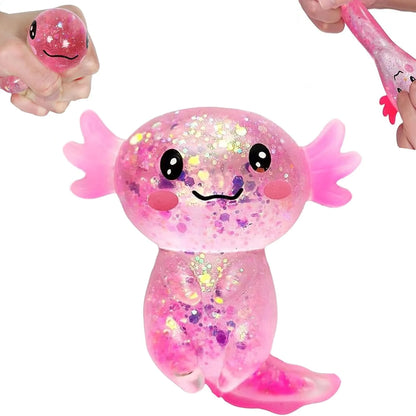 Axolotl Squishy Toy for Kids Ages 3+ & Adults, Slow Rising Sensory Fidget Toy, Cute Squeeze Toy for Party Favors, Classroom Rewards & Gifts(Pink) - US 7777