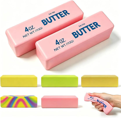 2 Pack Butter Squishy Toys Slow Rising Soft Squeeze Toy Stress Relief Fidget Toys for Kids Party Favors Birthday Gifts Adults Office Desk Toys (Pink) - US 2666