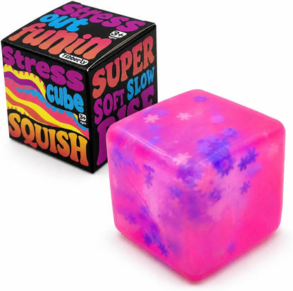 Stress Cube Squishy Toy, 1.97 Inch Slow Rising Fidget Stress Ball with Snowflake Inside, Silent Anxiety Relief Sensory Toy for Adults & Kids, Leakproof Gift-Ready Squeeze Cube - US 3070