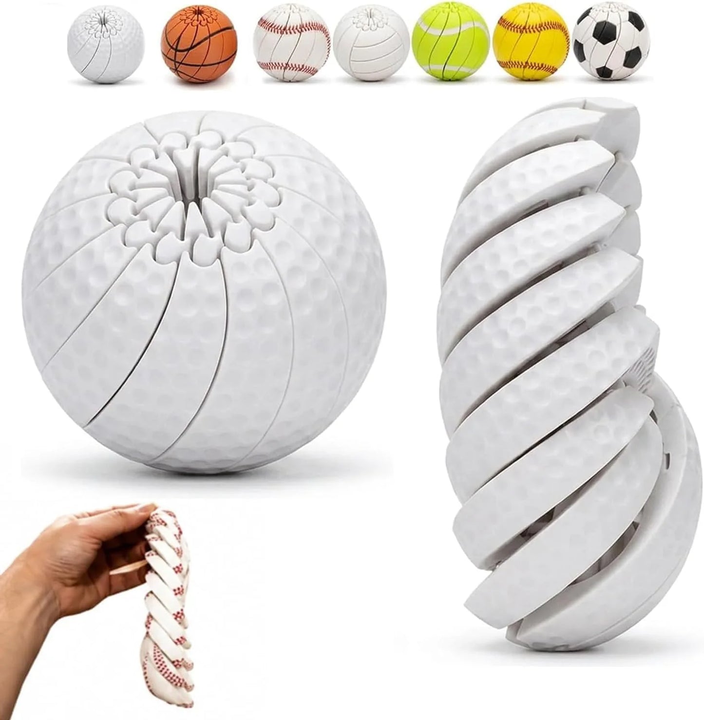 Baseball Fidget Ball Toy,3D Printed Twist and Turn Stress Relief Desk Fidget,Relieve Anxiety Handheld Fidget Sphere,Everyday Tool Focus and Calm for Teens & Adults (Golf) - US 2457