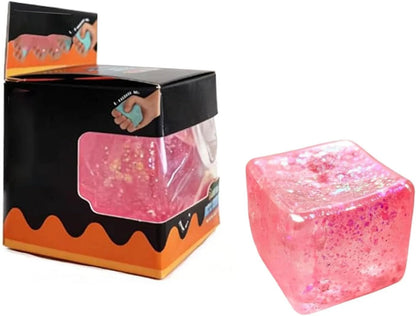 Premium Block Cube Squishy-Squishy Stress Cube,Slow Rise Fidget Cube Squishies Sensory Soft High Density Ice Squeeze Ball Fidget Toy Ice Cube Slow Rise (Pink) - US 3982