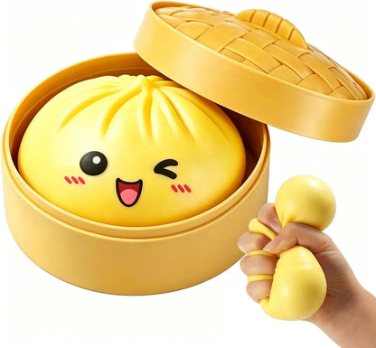 Dumpling Squishies, Fast Rebound Stress Ball Fidget Sensory Toy | Colorful Dumpling Squishy Set with Steamer, Fast Rebound Squeeze Toy, Soft Stretchy Desk Stress Relief Toy - US 1572
