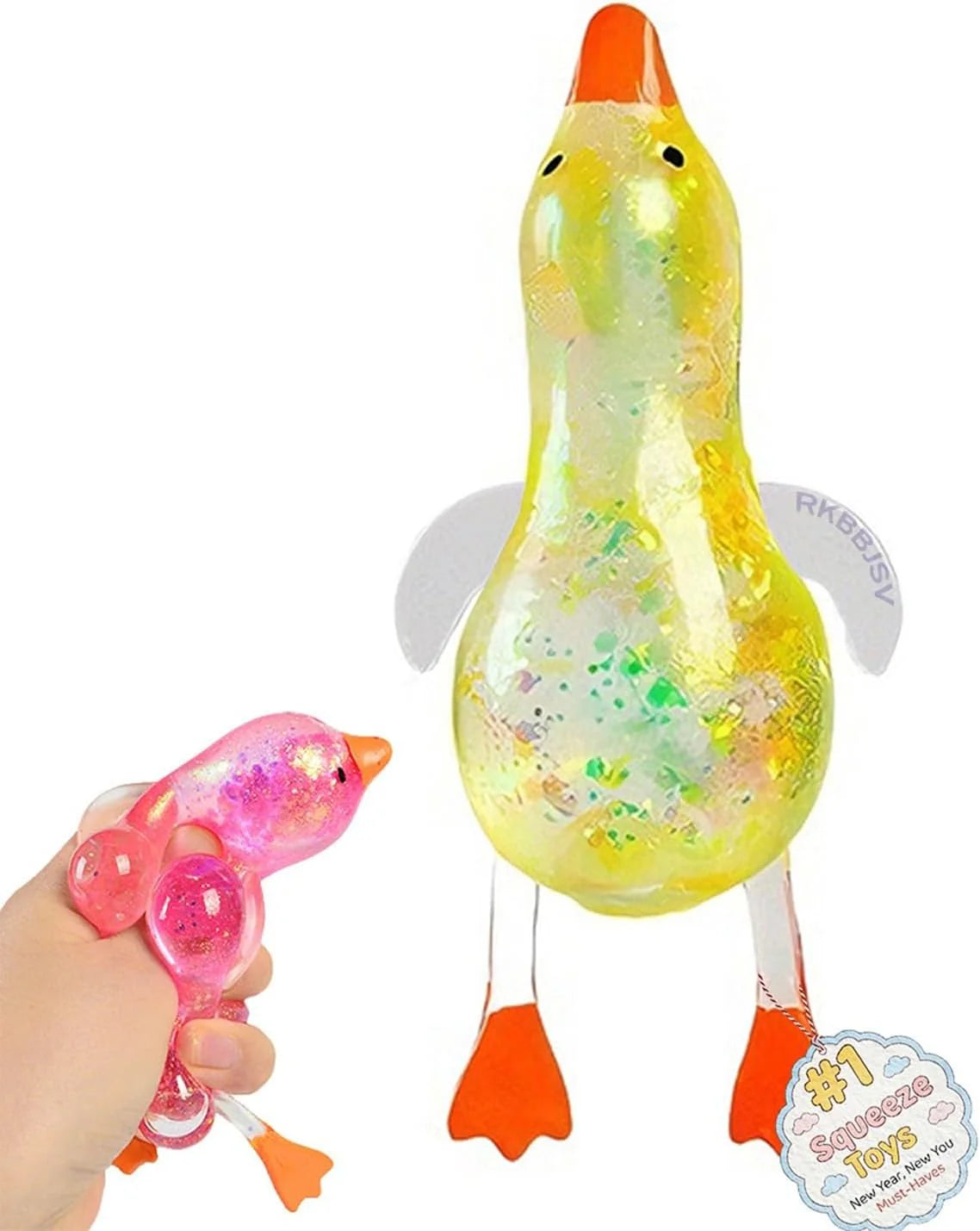 Cute Duck Sugar Squishy Stress Ball, Ultra Soft Slow Rise Sensory Fidget Toy, Stretchy Anxiety Relief Squeeze Ball for Adults, Moldable Decompression Dough Stress Balls, Easter Gift(Yellow) - US 4596