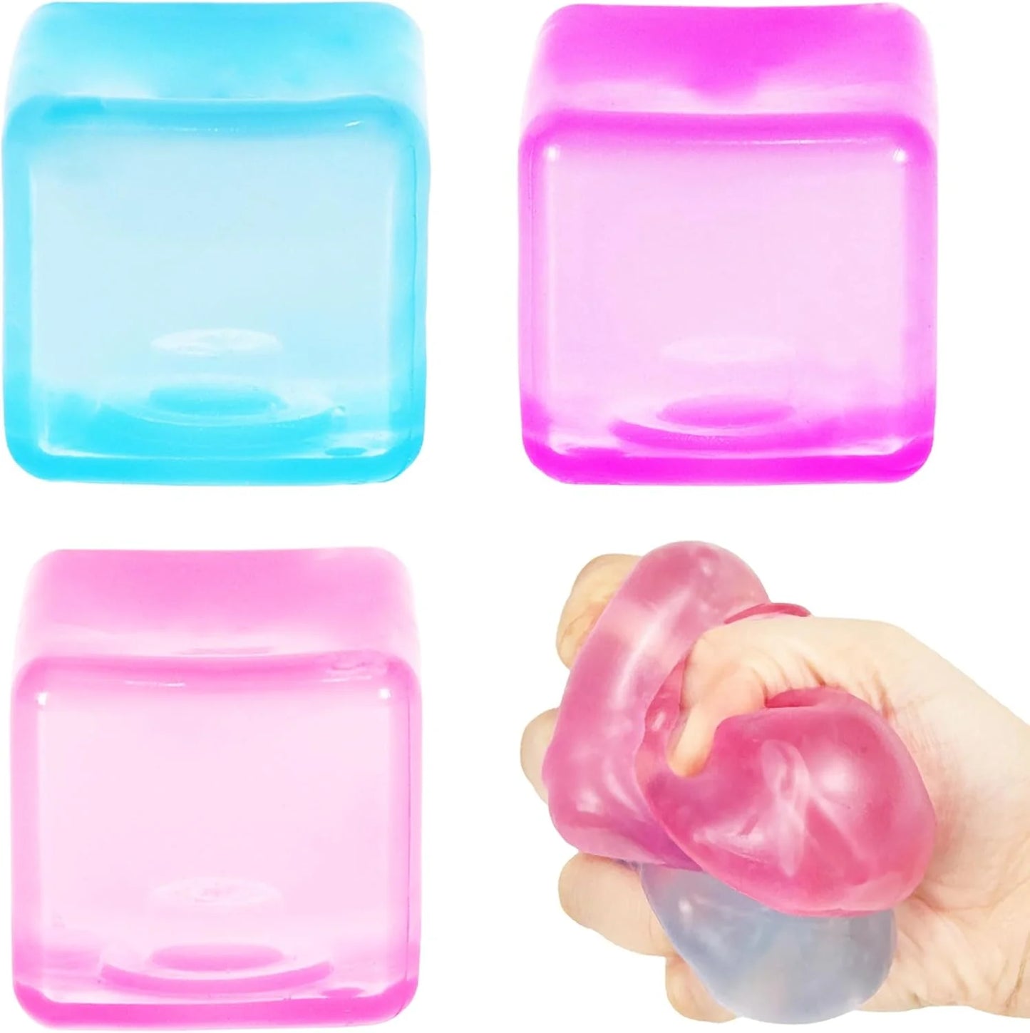 3Pack Ice Cube Stress Ball,Small Cube Fidget Toys,Squishy Cube for Anxiety Relief Stress Reliever,Stress Relief Toys for Adults Kids Children Teens - US 3362