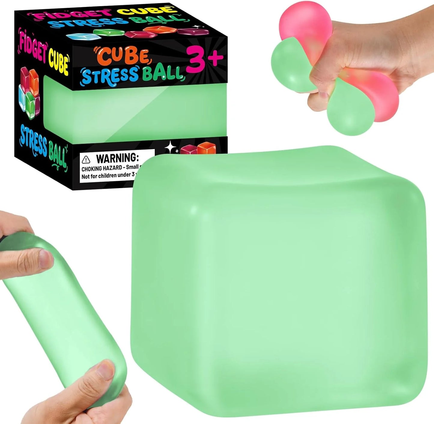 Stress Cube Squishy Fidget Toys, Slow Rising Ice Cube Sensory Stress Balls for Kids Adults Anxiety Relief Squeeze Toy for Classroom Prizes Party Favors (Light Green) - US 6798