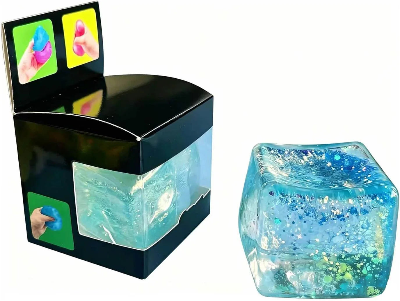 Premium Block Cube Squishy-Squishy Stress Cube,Slow Rise Fidget Cube Squishies Sensory Soft High Density Ice Squeeze Ball Fidget Toy Ice Cube Slow Rise (Blue) - US 4847