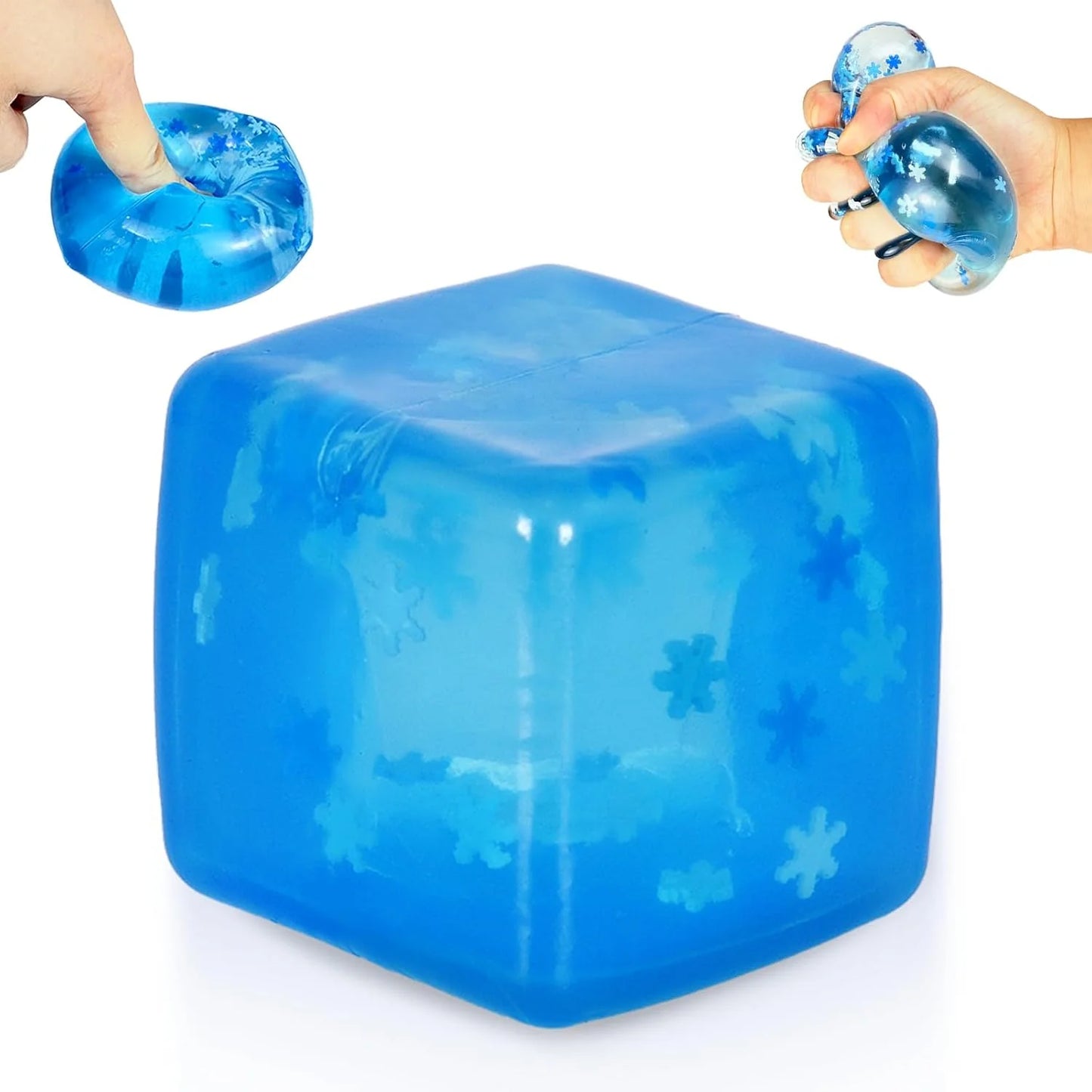 Maltose Squishy Stress Relief Toy, Snowflake Squeeze Ice Cube Fidget, Slow Rising Sensory Stress Ball for Relaxing, Durable TPR Calm Down Toy for Boys Girls Age 3+ (1Pcs, Blue, 1.97inch) - US 9151