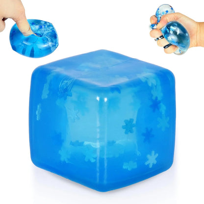 Maltose Squishy Stress Relief Toy, Snowflake Squeeze Ice Cube Fidget, Slow Rising Sensory Stress Ball for Relaxing, Durable TPR Calm Down Toy for Boys Girls Age 3+ (1Pcs, Blue, 1.97inch) - US 9151