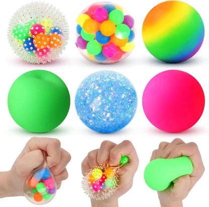 6 Set Squishy Sensory Stress Squeezing Balls forAdults: Best Calming Tool to Relieve Anxiety, Vent Mood and Improve Focus, Easter Basket Stuffers for Kids, Goodie Bag Stuffers - US 6024
