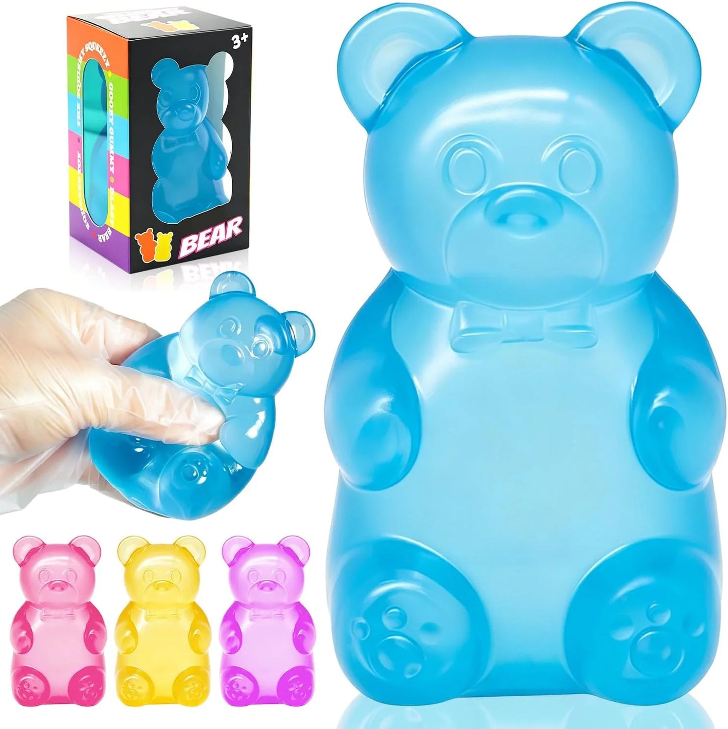 Bear Squishy Toy, Slow Rising Stress Relief Sugar Squeeze Toys for Kids & Adults, High Density Sensory Stress Balls, Stocking Stuffers, Birthday Party Favors, Anxiety Relief Toys for Boys Girls (Blue) - US 4213