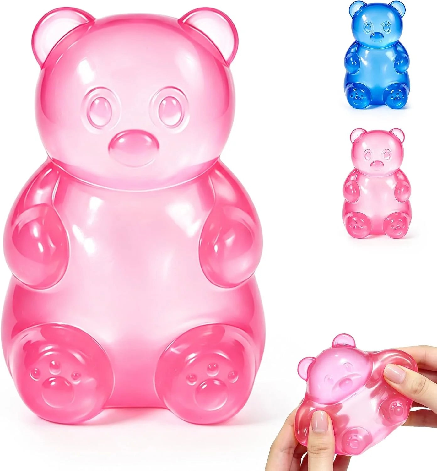 Gummy Bear Squishy，Stress Bear Taba Squishy Toys，Bear Toy Taba Squishy Toys for Adults Stress Relief Squeeze Balls，Sensory Fidget Toys，Valentines Day Gifts Birthday Gifts Party (Pink) - US 8985