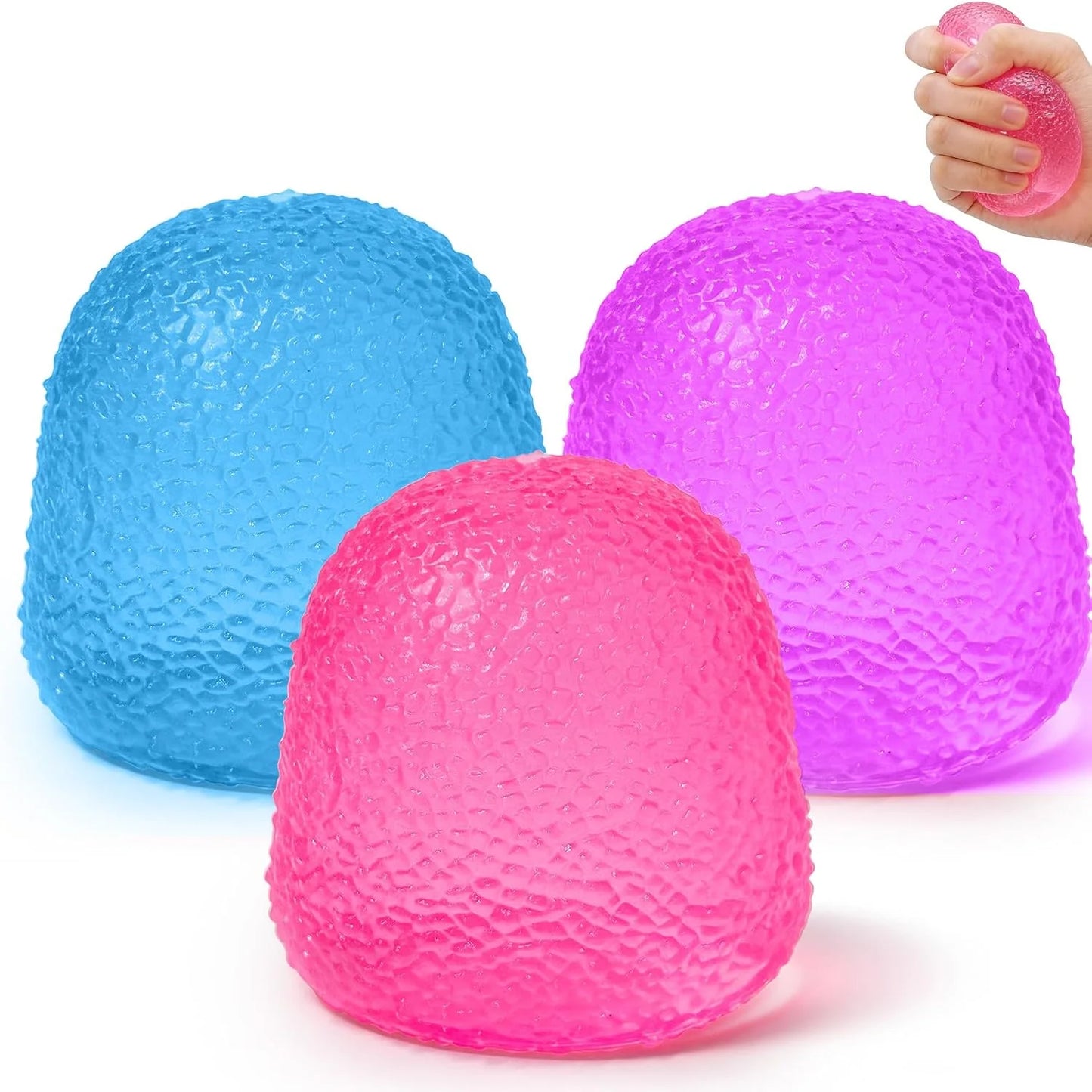 Gumdrop Squishy 3 Pack, Stress Balls Fidget Toys for Kids and Adults, Durable Squishy Gumdrops Candy-Shaped Balls for Classroom Prizes, Party Favors, Easter Basket Stuffers, and Easter Gifts - US 3582