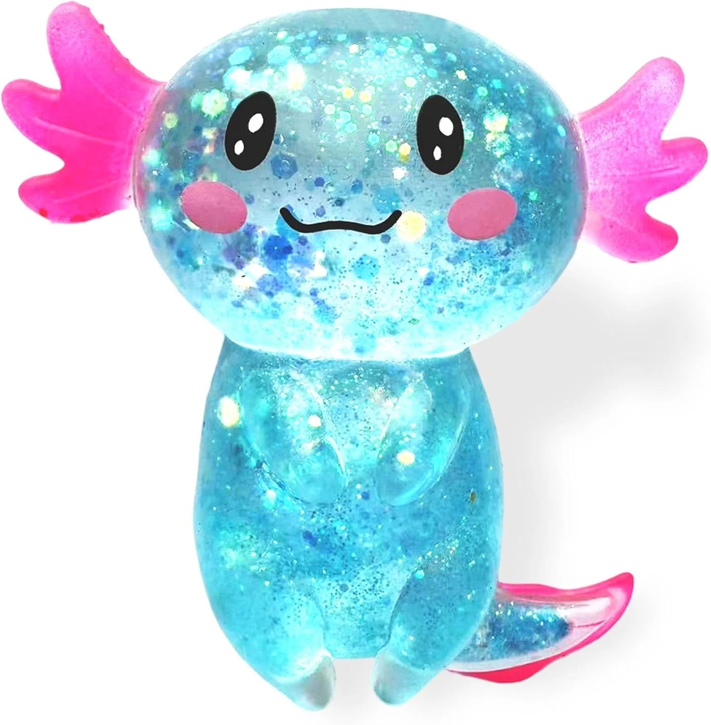Axolotl Squishy Stress Relief Toy Glitter Fidget Toys Cute Malt Sugar Axolotl Toy Fidget Toys for Kids Youth Adult, Party Favors Anxiety Relief Squishy Toys(Blue) - US 5949