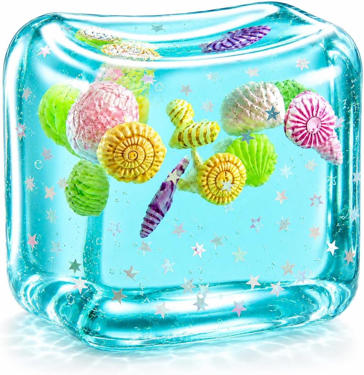 Large Squishy Ice Cube Stress Ball - Slow Rising Maltose Texture Jelly Fidget Toys with Star Glitter - Sensory Squeeze Toy for Anxiety Relief - Desk Gifts for Kids & Adults - US 2821
