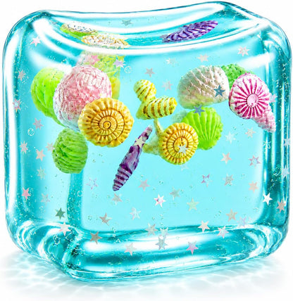 Large Squishy Ice Cube Stress Ball - Slow Rising Maltose Texture Jelly Fidget Toys with Star Glitter - Sensory Squeeze Toy for Anxiety Relief - Desk Gifts for Kids & Adults - US 2821