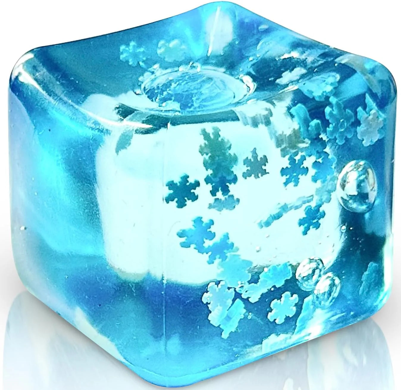 Stress Balls Ice Cube with Snowflakes Inside for Your Best Mellow and Chill, Snow Pieces Silent Nice Square Shape Anxiety Sensory Squishy Fidget Toy Slow Rise, Classroom Prizes, Calming Kids Adults - US 4894