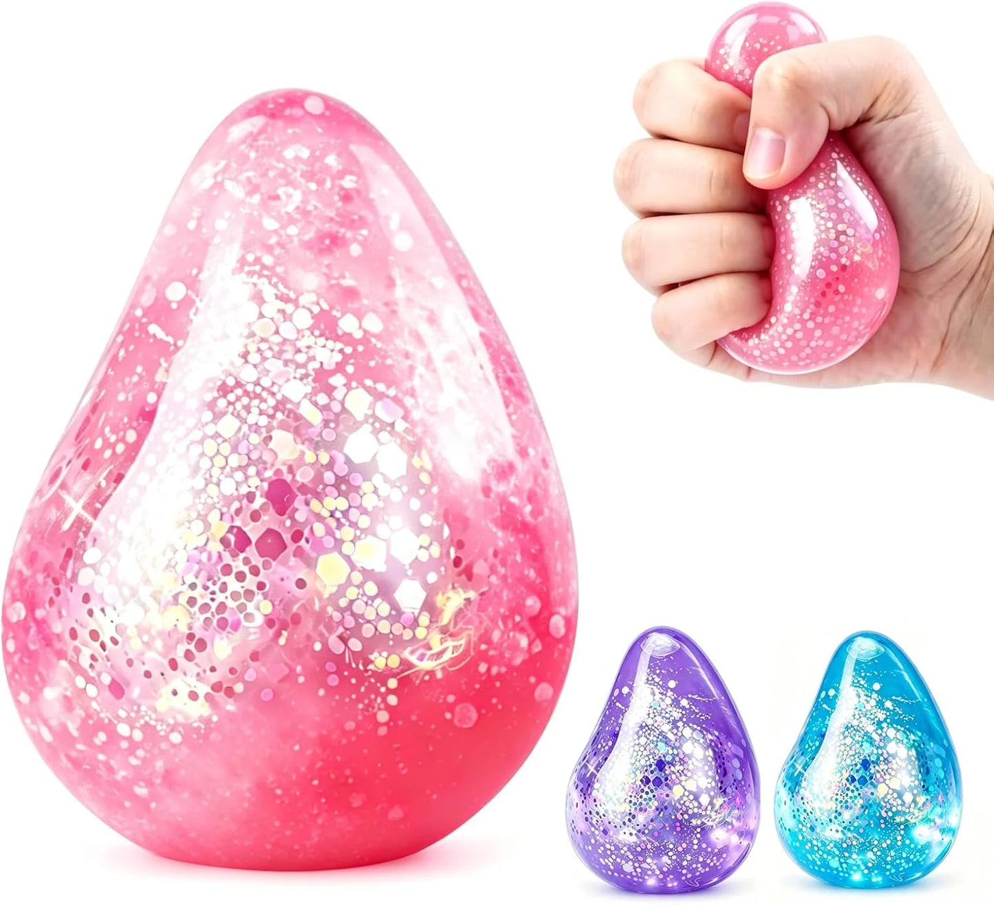 Dream Squishy Drop Fidget Toys Adults, Water Drop Squeeze Toy for Stress Relief, Slow Rising Squishies Sensory Toys with Autism, Malt Sugar Balls Gel Filled Party Favors - Pink - US 4432