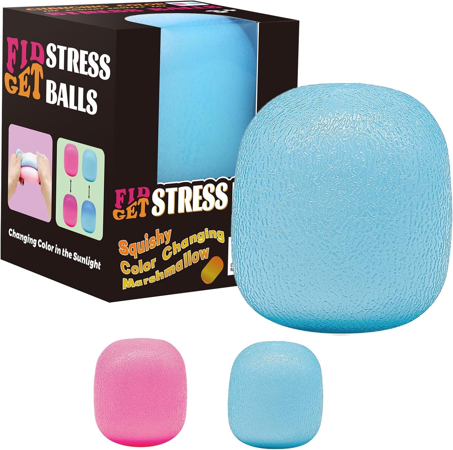 Fidget Toys Stress Balls for Kids & Adults - Changes Color in The Sun -Slow Rise Dough Ball - Fidgets for Classroom - Squishy Fidget Toys Stretchy Squeeze Stress Relief Balls for Anxiety (Dough Blue) - US 2154