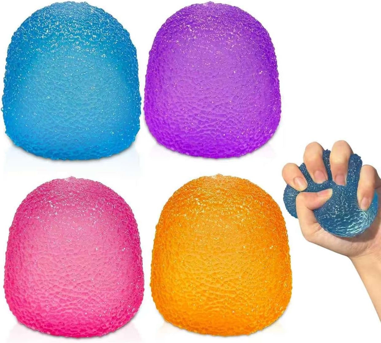 4PCS Gumdrop Squishy,Stress Balls Fidget Toys for Kids and Adults, Super Solid Sugar Balls for Classroom Prize Favors Sensory Toys for Kids with Autism - US 8441