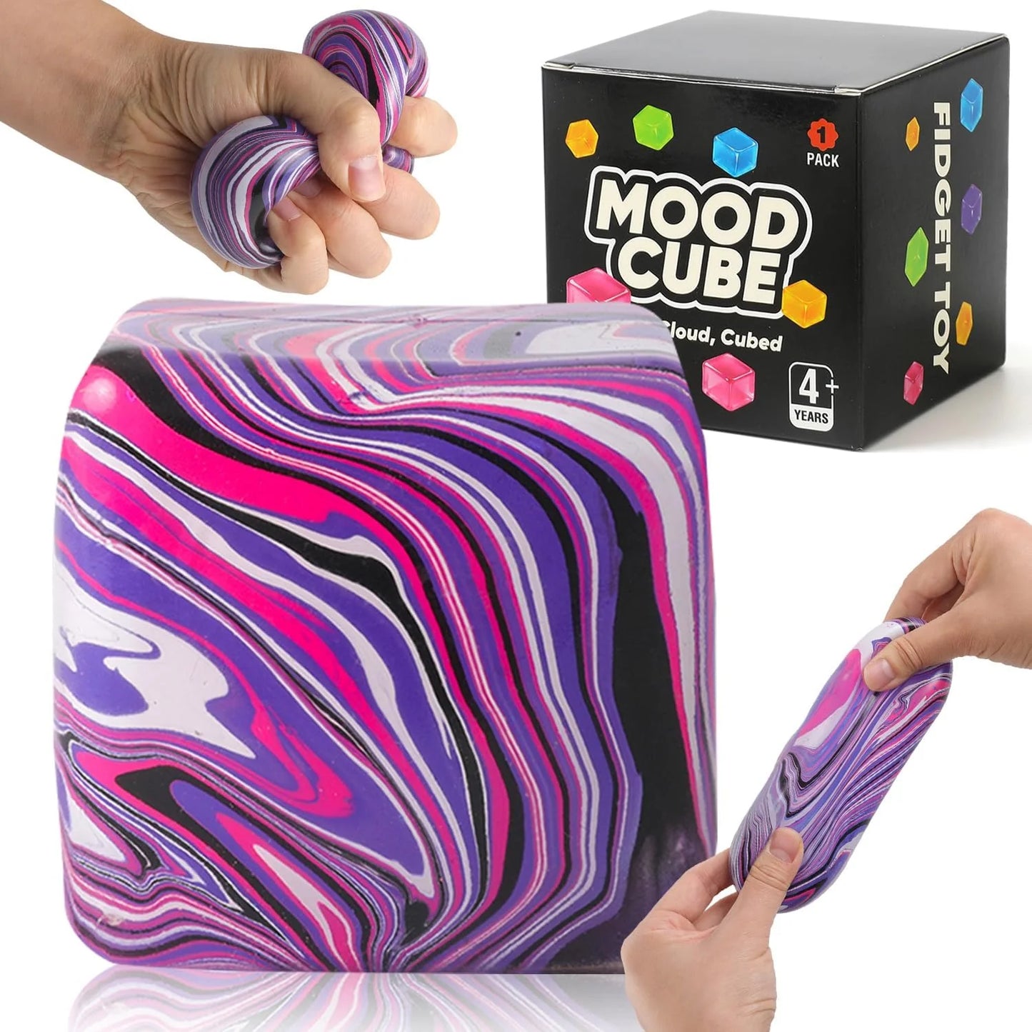 Stress Balls, Squishy Stress Cube for Kids Adults, Squishy Slow Rising Fidget Cube Sensory Toys for Anxiety Stress Relief, High Density Ice Squeeze Ball Cubes for Adults Kids. (Purple) - US 7580