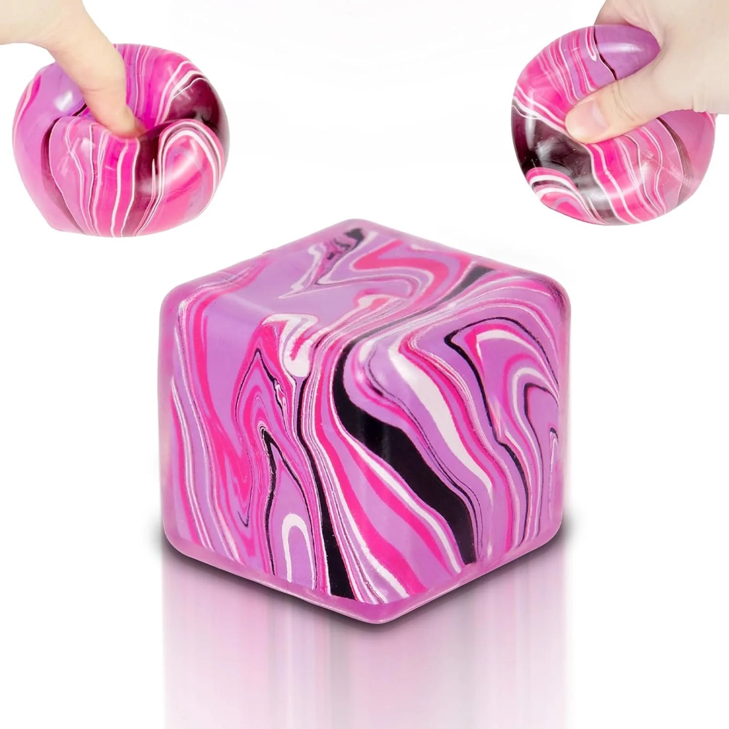 Ice Cube Squishy Fidget Toy Purple Stress Ball Squeeze Toys Stress 5cm(1.97") Veined Ice Cube Squishy Fidget Sensory Toys Kids Youth Adult Puffwize (Pink) - US 1104