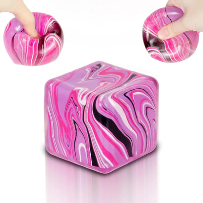 Ice Cube Squishy Fidget Toy Purple Stress Ball Squeeze Toys Stress 5cm(1.97") Veined Ice Cube Squishy Fidget Sensory Toys Kids Youth Adult Puffwize (Pink) - US 1104