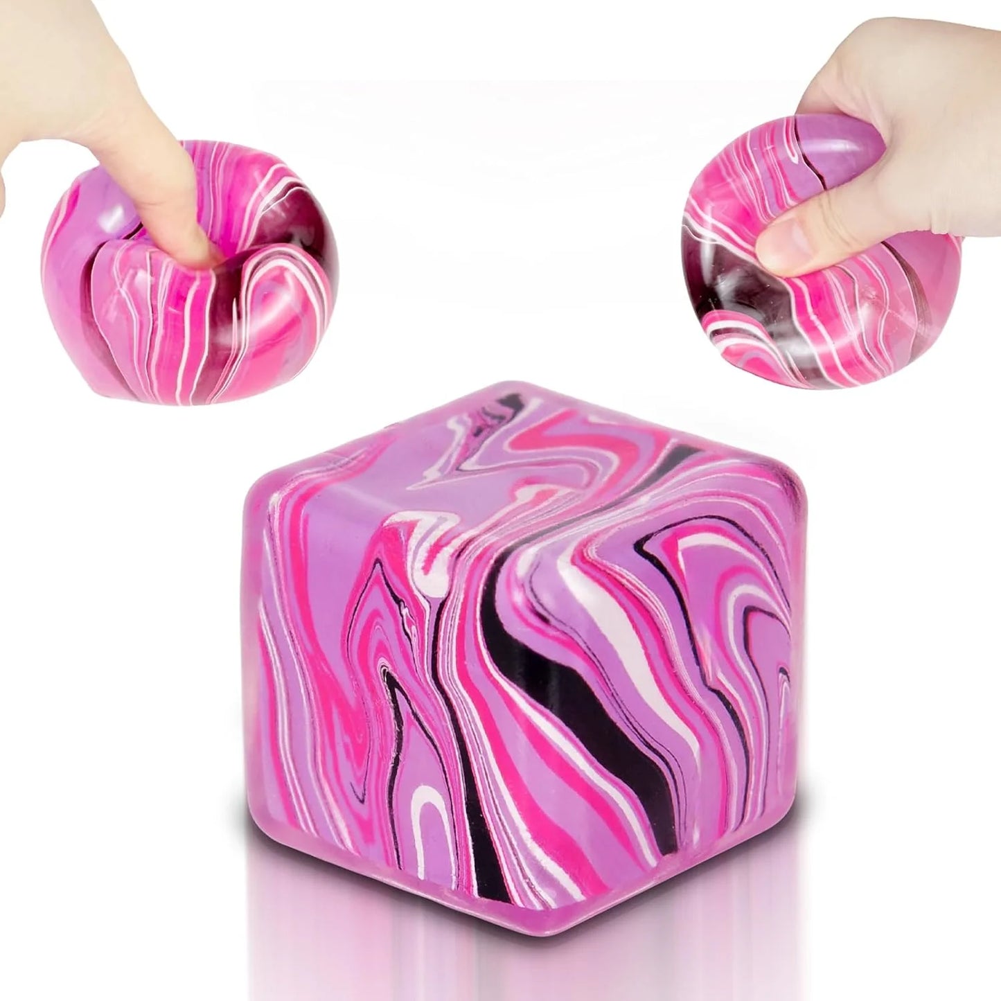Squishy Fidget Toys Stress Cube, 1.97"*1.97" Stress Balls for Kids Adults Stress Relief, Ice Squishy Cube Sugar Balls, Sensory Toys for Kids with Autism an danxiety Disorder(Pink) - US 5025