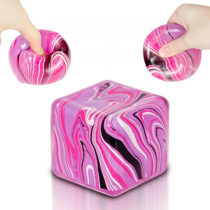 Squishy Fidget Toys Stress Cube, 1.97"*1.97" Stress Balls for Kids Adults Stress Relief, Ice Squishy Cube Sugar Balls, Sensory Toys for Kids with Autism an danxiety Disorder(Pink) - US 5025