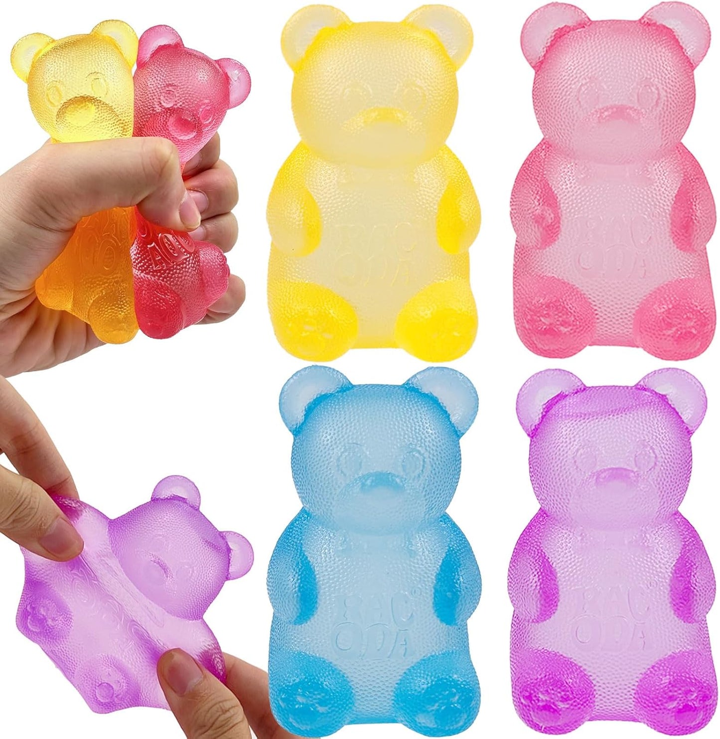 4 Pack Bear & Sugar Ball Designs, Anxiety Relief & Focus Toy, Maltose Filled Squeeze Toys for Sensory Play，Sensory Fidget Toys for Adults, Kids, Slow Rising Squishy Stress Ball - US 5363