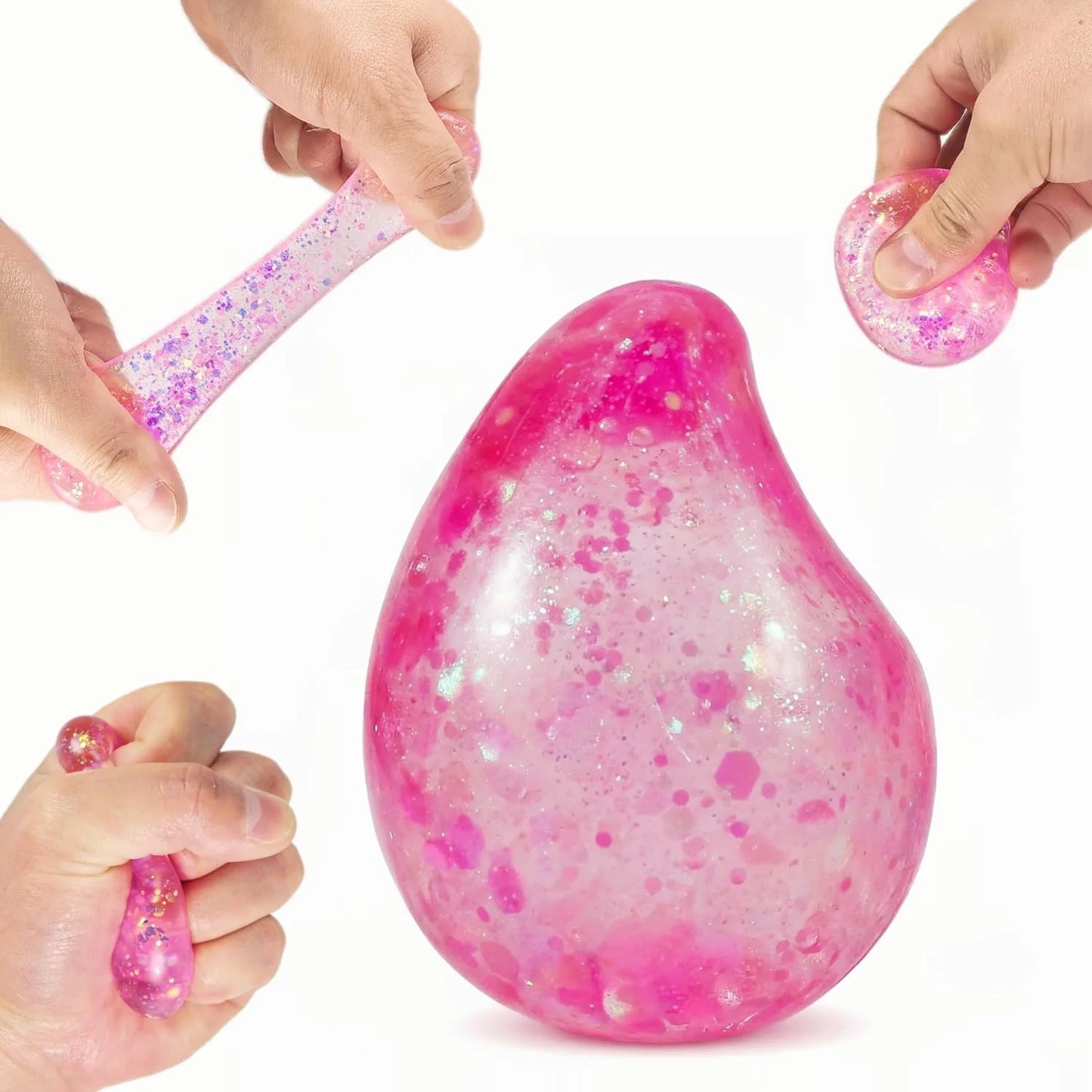 Pink Drop Squishies Sugar Stress Ball, Soft Slow Rise Sugar Fidget Toy, Squishy Squeeze Sensory Stress Ball Fidget Toy for Relaxing, Quiet Classroom Prizes & Easter Basket Stuffers - US 6752
