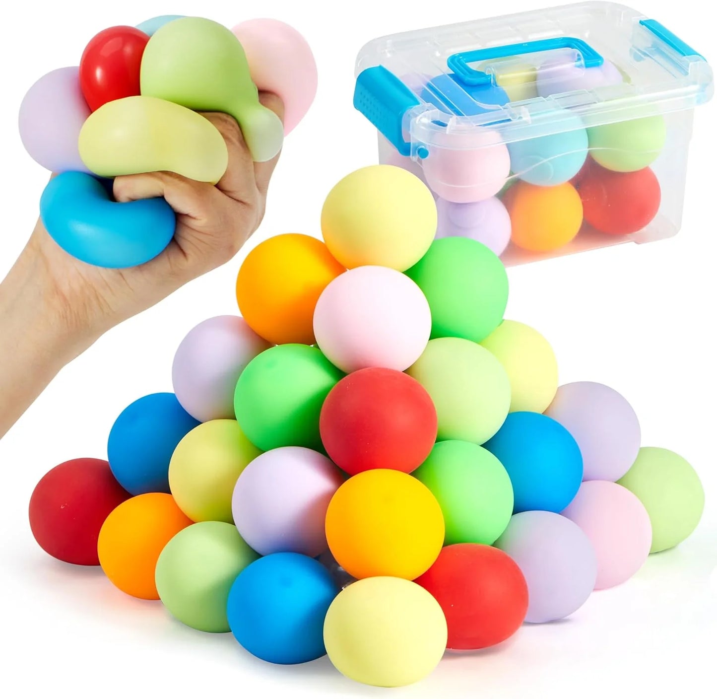 JOYIN 24 Pack Slow Rising Stress Balls, Squishy Sensory Fidget Toys, Hand Therapy Balls for Anxiety Relief, Classroom Prize Box Toys for Kids, Goodie Bag Stuffers, Party Favors - US 1988
