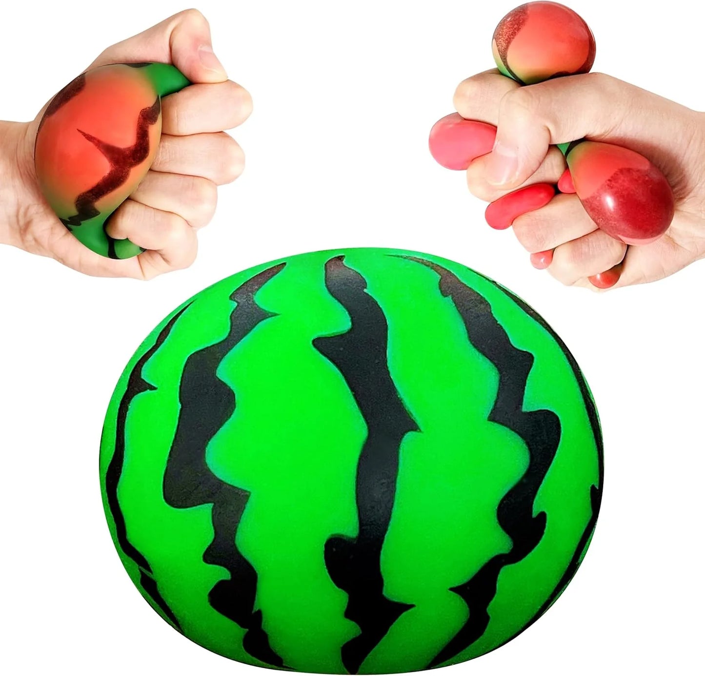 JIAHO Squishy Watermelon Stress Balls for Kids and Adults, Fruit Dough Balls, Fidget Toys, Anxiety Relief Stretch Balls, Squishy Toys for Kids Prizes, Party Favors | Change Color Squeeze Ball - US 1877