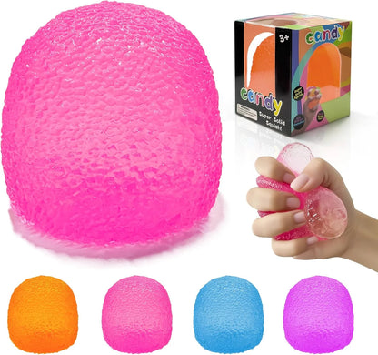 Stress Balls-Gumdrop Squishy Stress for Kids and Adults, Super Solid Squeeze Ball, Sensory for Stress Relief, Birthday, Easter Basket Stuffers and Party Favors(Pink) - US 6973