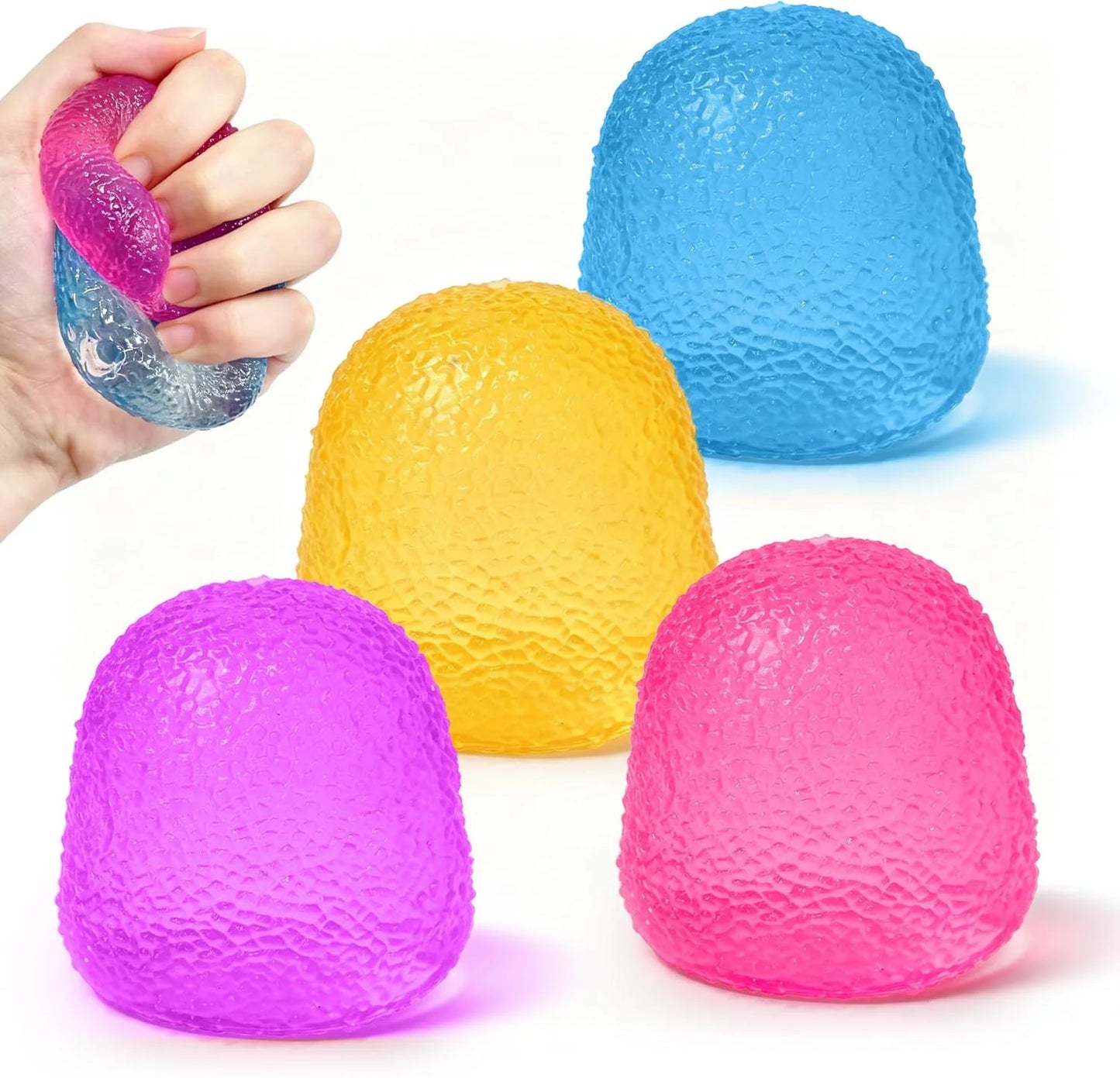 4PCS Gumdrop Squishy Toys Mini, Sweet Gel Candy Stress Ball, Sensory Squeeze Toy Set , Soft Hand Fidgets for Anxiety Relief, Birthday Goodie Bag Fillers for Teens & Adults - US 3855